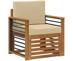 Lauko sofa Tvirta akacijos mediena ir poliesteris Natūrali