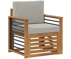 Lauko sofa Tvirta akacijos mediena ir poliesteris Natūrali