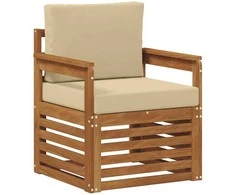 Lauko sofa Tvirta akacijos mediena ir poliesteris Natūrali