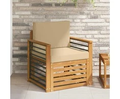 Lauko sofa Tvirta akacijos mediena ir poliesteris Natūrali
