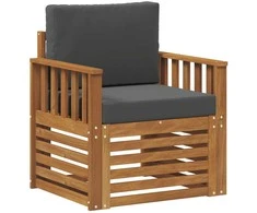Lauko sofa Tvirta akacijos mediena ir poliesteris Natūrali
