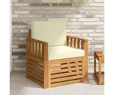 Lauko sofa Tvirta akacijos mediena ir poliesteris Natūrali