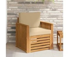 Lauko sofa Tvirta akacijos mediena ir poliesteris Natūrali