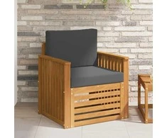 Lauko sofa Tvirta akacijos mediena ir poliesteris Natūrali