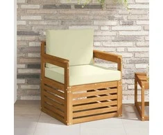 Lauko sofa Tvirta akacijos mediena ir poliesteris Natūrali