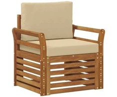 Lauko sofa Tvirta akacijos mediena ir poliesteris Natūrali