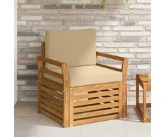 Lauko sofa Tvirta akacijos mediena ir poliesteris Natūrali