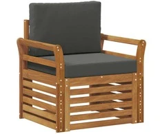 Lauko sofa Tvirta akacijos mediena ir poliesteris Natūrali