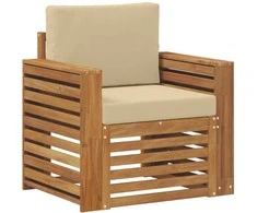 Lauko sofa Tvirta akacijos mediena ir poliesteris Natūrali
