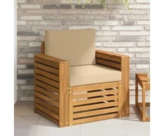 Lauko sofa Tvirta akacijos mediena ir poliesteris Natūrali