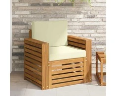 Lauko sofa Tvirta akacijos mediena ir poliesteris Natūrali