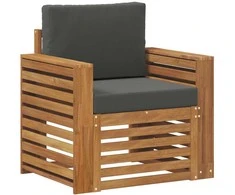 Lauko sofa Tvirta akacijos mediena ir poliesteris Natūrali