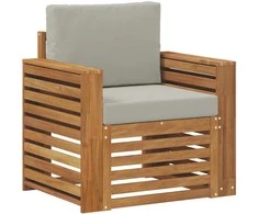 Lauko sofa Tvirta akacijos mediena ir poliesteris Natūrali