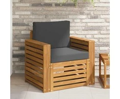 Lauko sofa Tvirta akacijos mediena ir poliesteris Natūrali