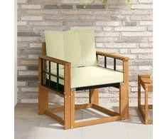 Lauko sofa Kietos akacijos mediena Natūralus ir grietinėlė