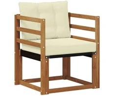 Lauko sofa Kietos akacijos mediena Natūralus ir grietinėlė