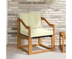 Lauko sofa Kietos akacijos mediena Natūralus ir grietinėlė