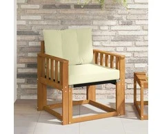Lauko sofa Kietos akacijos mediena Natūralus ir grietinėlė