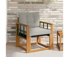 Lauko sofa Kietos akacijos mediena Natūrali ir šviesiai pilka