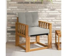 Lauko sofa Kietos akacijos mediena Natūrali ir šviesiai pilka