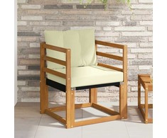 Lauko sofa Kietos akacijos mediena Natūralus ir grietinėlė