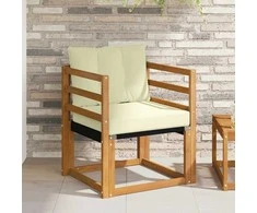 Lauko sofa Kietos akacijos mediena Natūralus ir grietinėlė