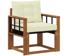 Lauko sofa Kietos akacijos mediena Natūralus ir grietinėlė