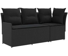 Sofa su porankiais su kampine sofa 2 Vienetas Juoda PE ratanas