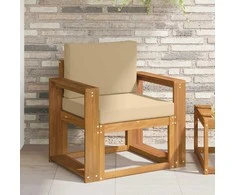 Lauko sofa Tvirta akacijos mediena ir poliesteris Natūrali