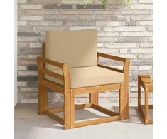 Lauko sofa Tvirta akacijos mediena ir poliesteris Natūrali