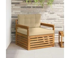 Lauko sofa Tvirta akacijos mediena ir poliesteris