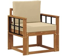 Lauko sofa Tvirta akacijos mediena ir poliesteris Natūrali