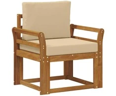 Lauko sofa Tvirta akacijos mediena ir poliesteris Natūrali
