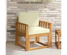 Lauko sofa Tvirta akacijos mediena ir poliesteris Natūrali