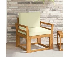 Lauko sofa Tvirta akacijos mediena ir poliesteris Natūrali