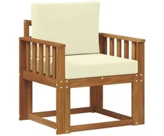 Lauko sofa Tvirta akacijos mediena ir poliesteris Natūrali
