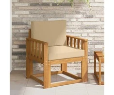 Lauko sofa Tvirta akacijos mediena ir poliesteris Natūrali