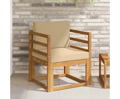 Lauko sofa Tvirta akacijos mediena ir poliesteris Natūrali