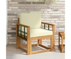 Lauko sofa Tvirta akacijos mediena ir poliesteris Natūrali