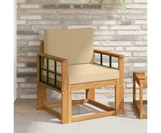 Lauko sofa Tvirta akacijos mediena ir poliesteris Natūrali