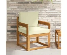 Lauko sofa Tvirta akacijos mediena ir poliesteris Natūrali