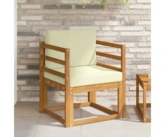 Lauko sofa Tvirta akacijos mediena ir poliesteris Natūrali