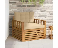Lauko sofa Tvirta akacijos mediena ir poliesteris