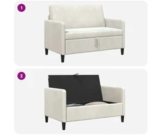 Sofa su saugojimo vieta Kreminė 122 x 78 x 87 cm Poliesteris