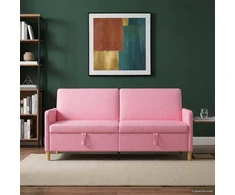 Sofa su saugojimo vieta Rožinė 192 x 78 x 87 cm Poliesteris
