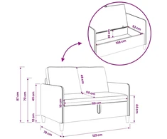 Sofa su saugojimo vieta Violetinė 122 x 78 x 87 cm Poliesteris