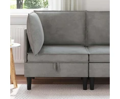 Sofa su saugojimu Šviesiai pilka Aksomas