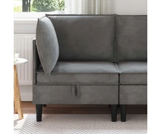 Sofa su saugojimu Tamsiai pilka Aksomas