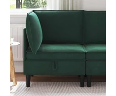 Sofa su saugojimu Tamsiai žalia Aksomas