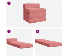 Sofa Sulankstomas Sofos Lova Rožinė 200 x 70 x 15 cm Aksomas